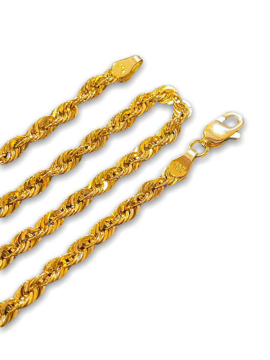 10k Gold Diamond cut Rope Necklace