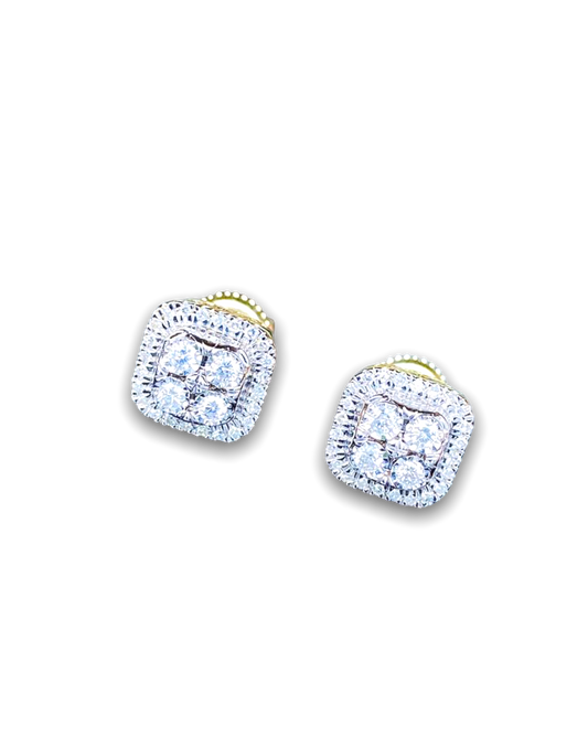 Cluster Halo Style Gold with 0.45ct Diamond Earrings