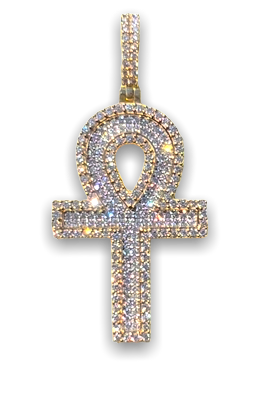 10k Gold with VVS diamond Ankh Cross Pendant