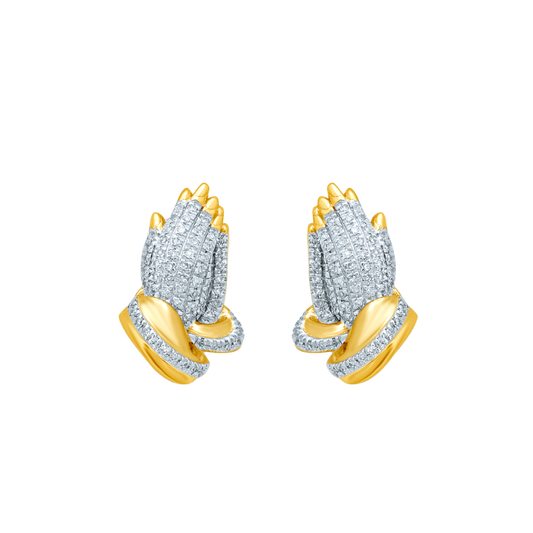 Praying Hands with Gold & 0.60ct Diamond Earrings