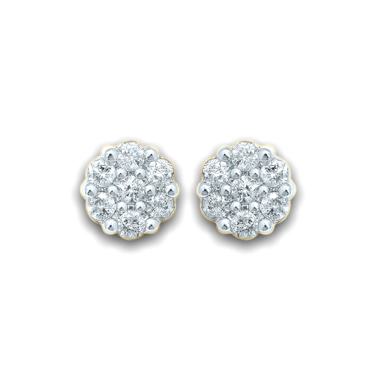 10k Gold 0.50ct Flower Diamond Earrings