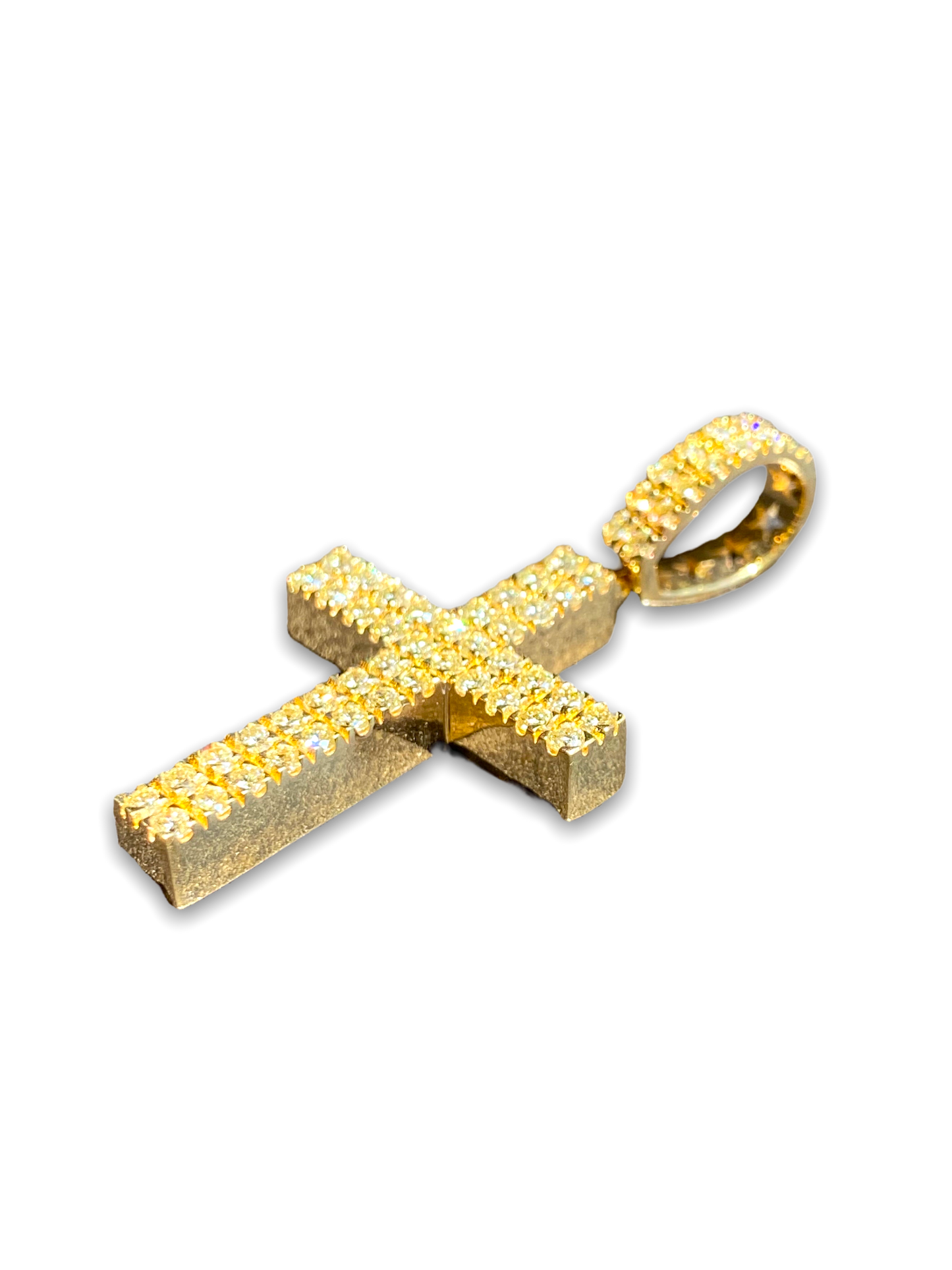 2 Row Solid Gold with VVS Diamond Cross pendant