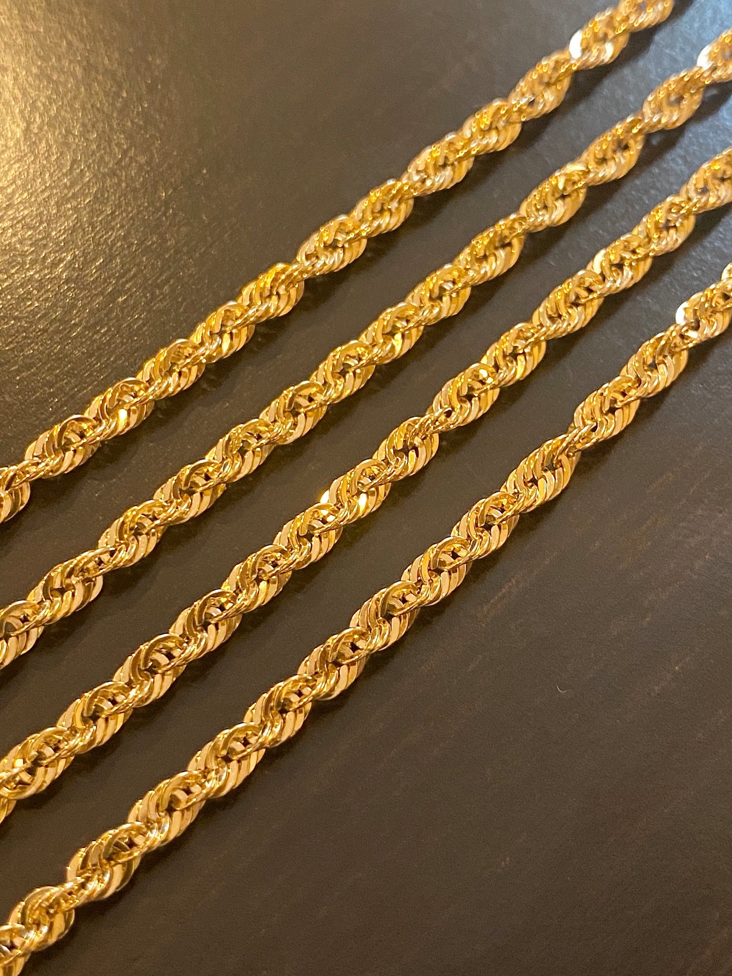 10k Gold Diamond cut Rope Necklace