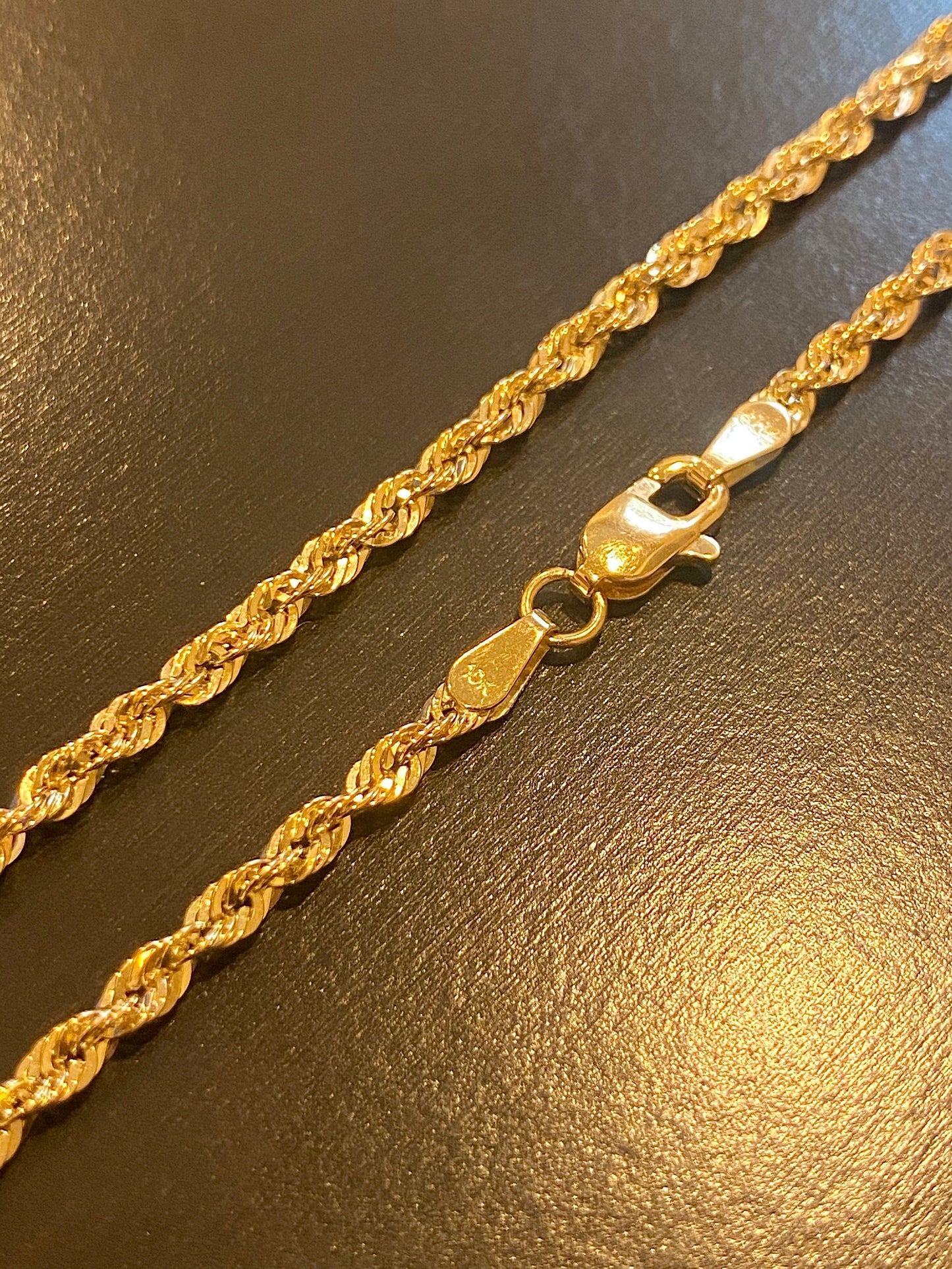 10k Gold Diamond cut Rope Necklace