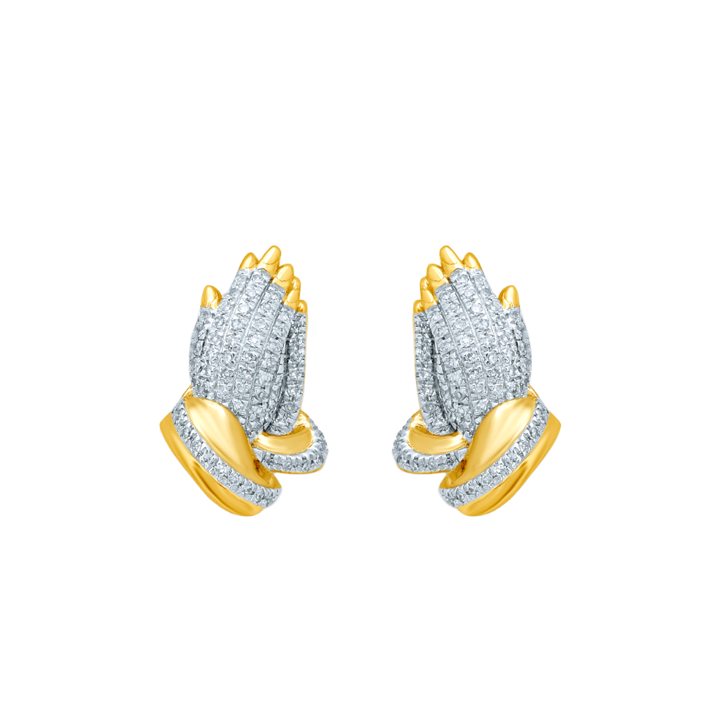 Praying Hands with Gold & 0.60ct Diamond Earrings