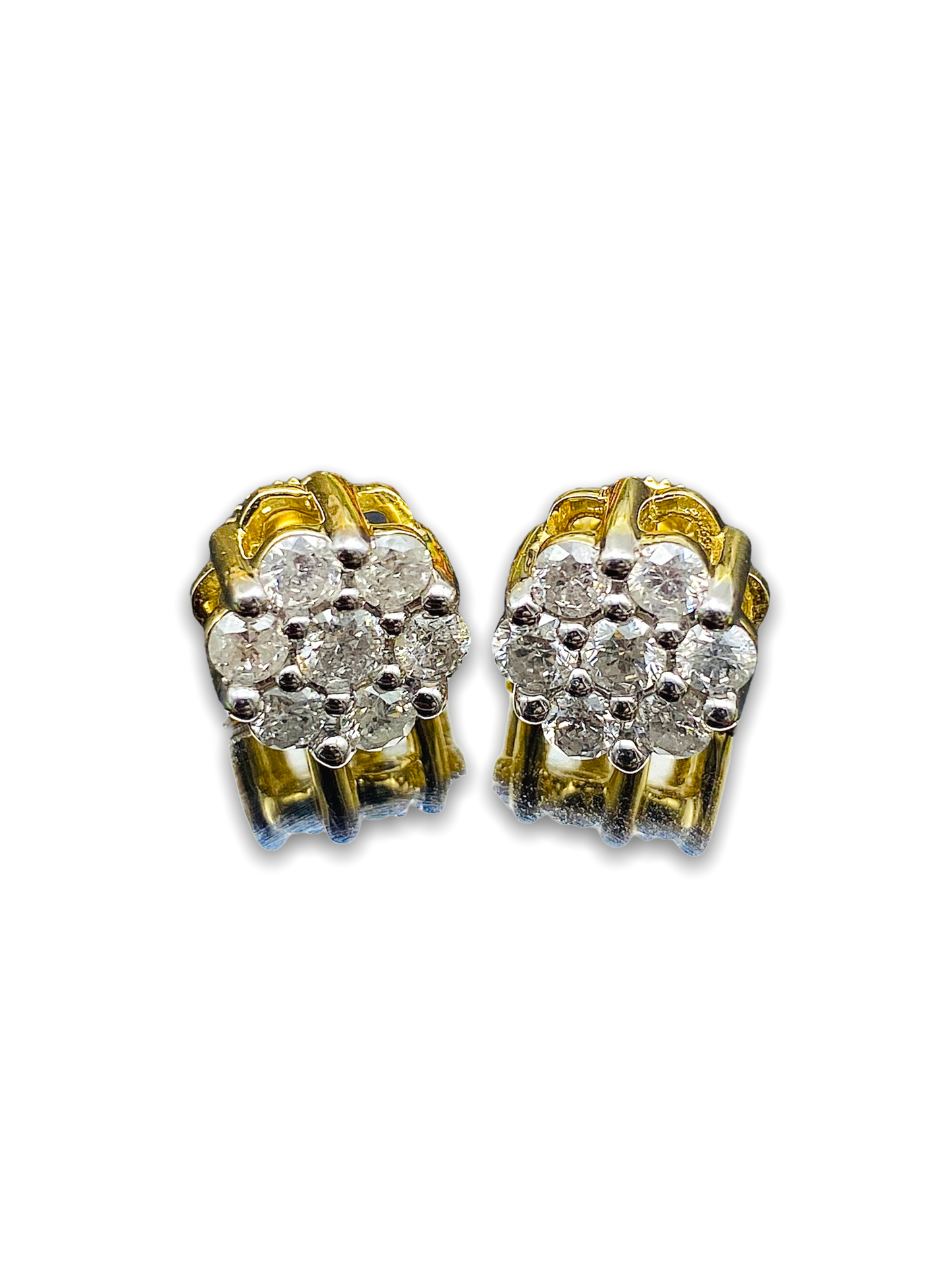 10k Gold 0.50ct Flower Diamond Earrings